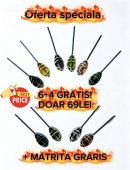 Oferta 6+4 GRATIS + Matrita Gratis - Momitoare Method Feeder 30gr,50gr,60gr,80gr,100gr cu tija interschimbabila